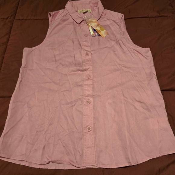 Coastal Comfort Women's Lilac Chiffon Pink Collared Tank Top NWT Size Small - Picture 1 of 5